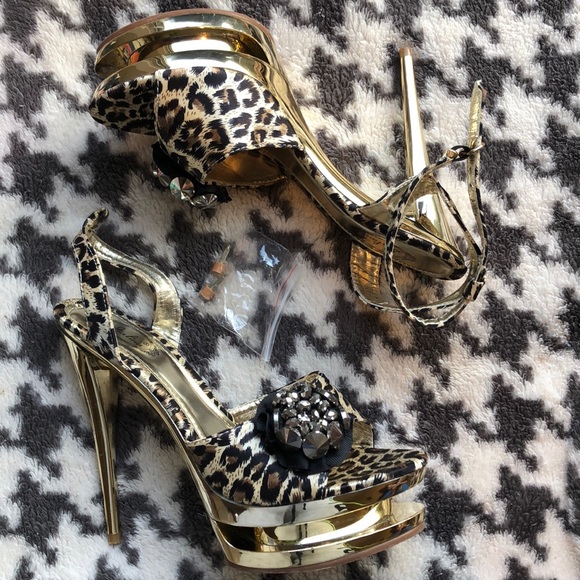 Leopard print platform heel - Picture 1 of 5